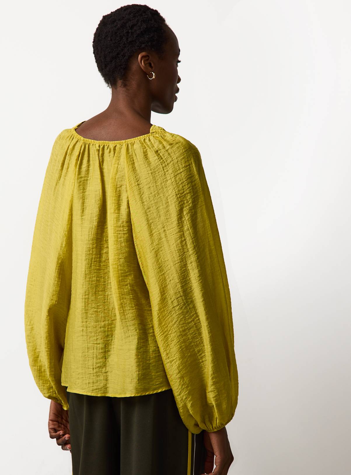 Yellow Textured Tie Front Top 14 - Image 4
